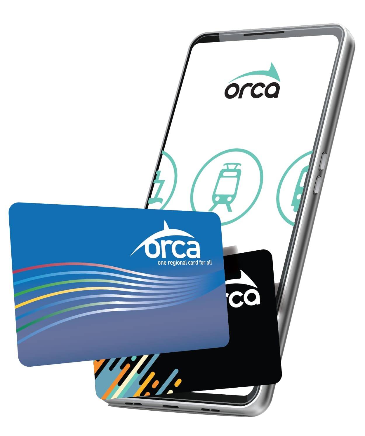 Smartphone with ORCA cards. Courtesy of ORCA.