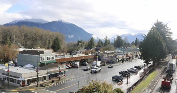 The photo from above Railroad Avenue in the historic downtown district of Snoqualmie was taken in November 2016. File photo