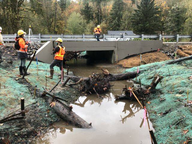 Courtesy Photo of WSDOT
Work on a replacement culvert to reconnect Patterson Creek and the Snoqualmie River in 2020.