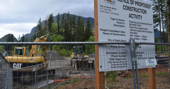 Conor Wilson / Valley Record
Construction on the River Run Apartment Complex in North Bend. It’s the future of site of 28 income restricted apartments.