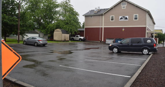 The parking lot next to Sno-Valley Senior Center in Carnation at the corner of Stephens Avenue and Commercial Street. The lot is the proposed site of 15 senior affordable housing units. Photo by Conor Wilson/Valley Record