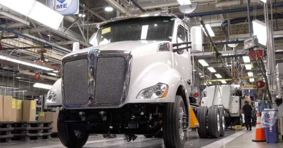 Electric trucks being assembled in Renton (Screenshot from King County video)