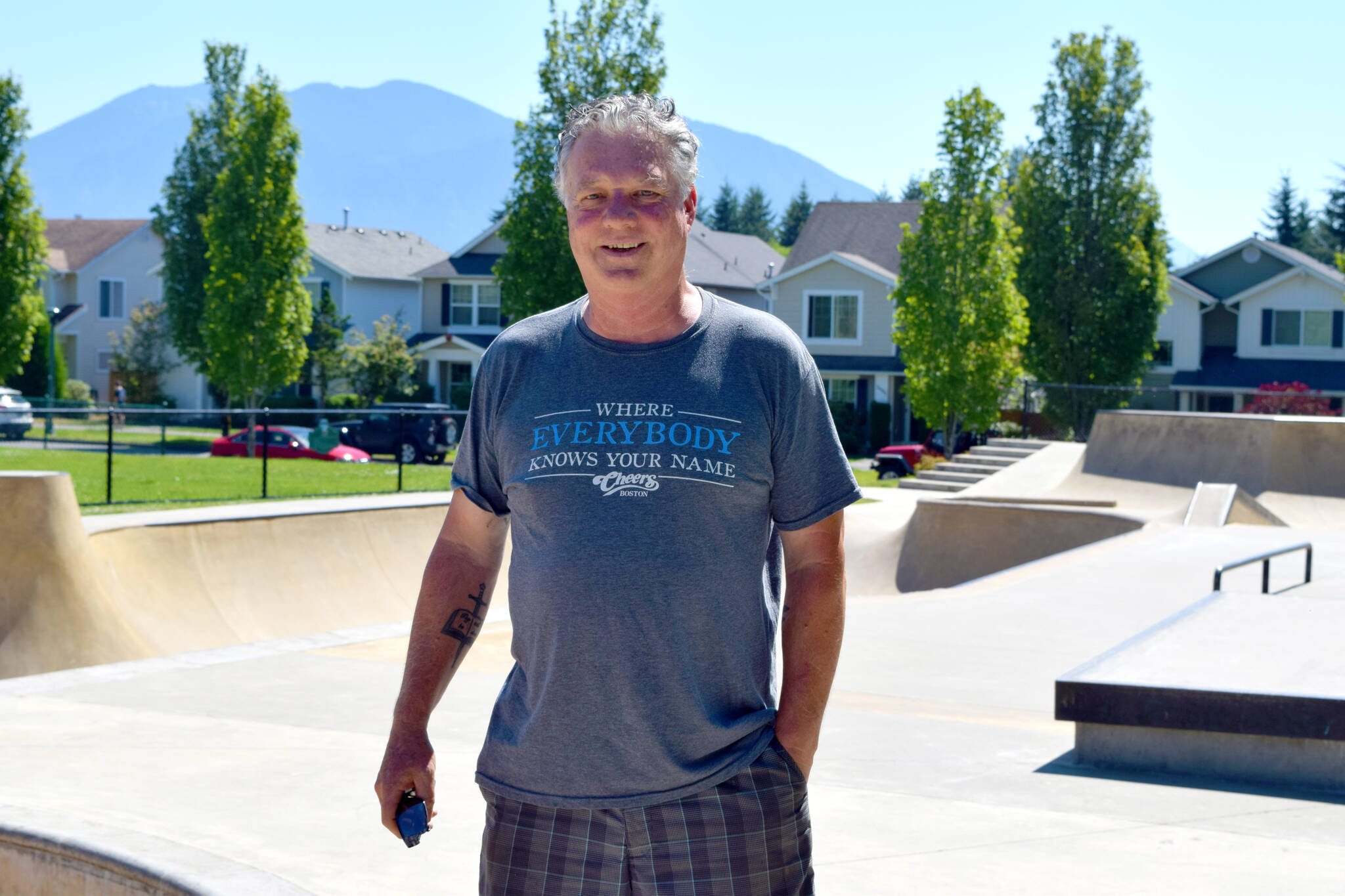 Conor Wilson / Valley Record 
Longtime Snoqualmie Parks Department employee Larry White stands in front of the skate park he helped bring to fruition.