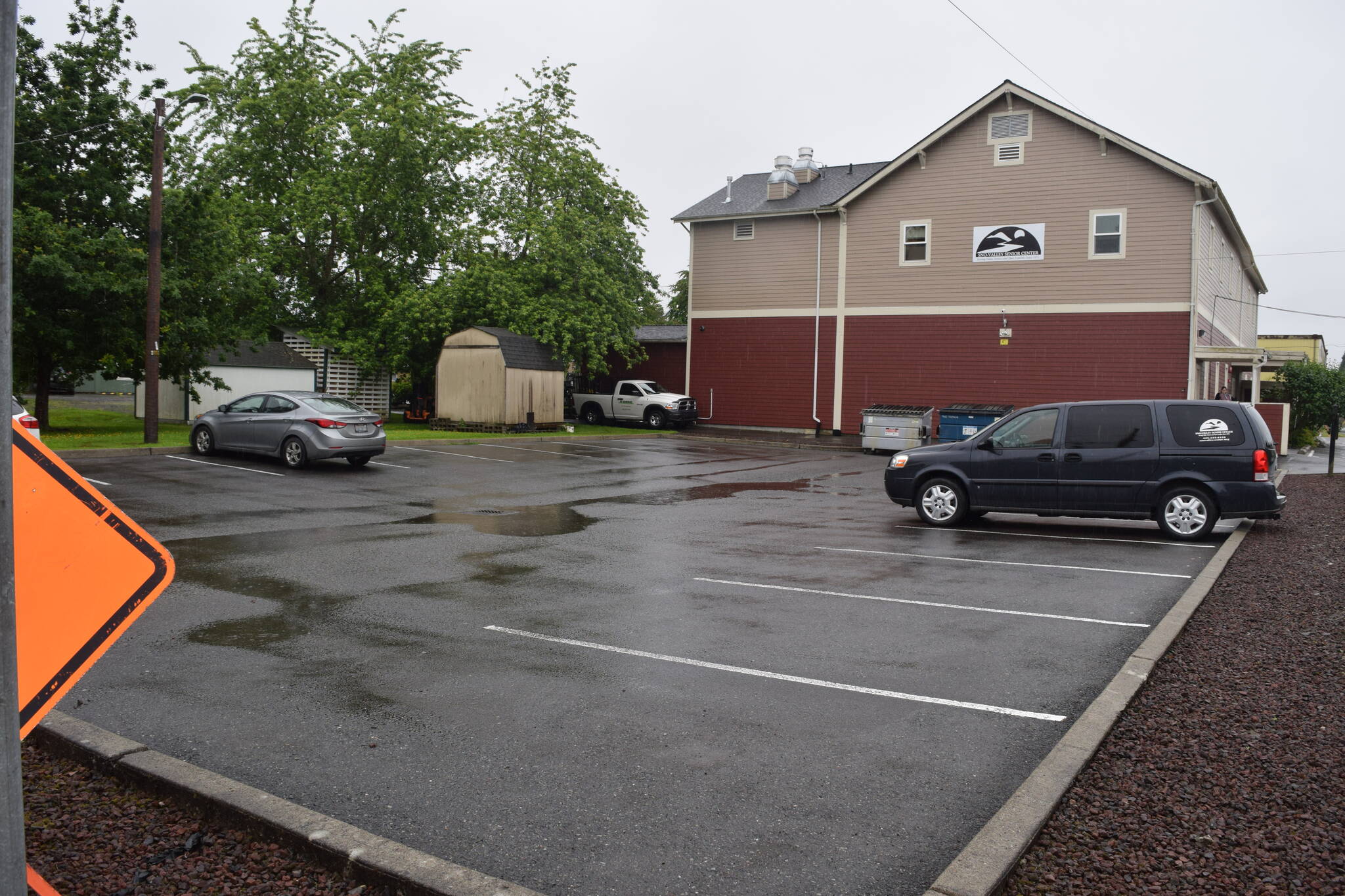 Conor Wilson / Valley Record 
The parking lot next to Sno-Valley Senior Center in Carnation at the corner of Stephens Avenue and Commercial Street. The lot is the proposed site of 15 senior affordable housing units.