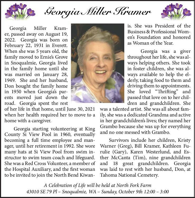 Georgia Miller Kramer | Obituary
