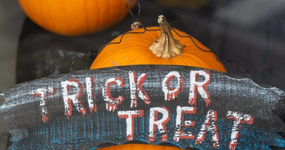 Trick or Treat sign. Stock Photo