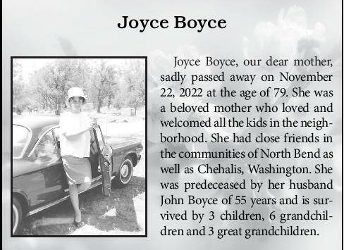 Joyce Boyce | Obituary