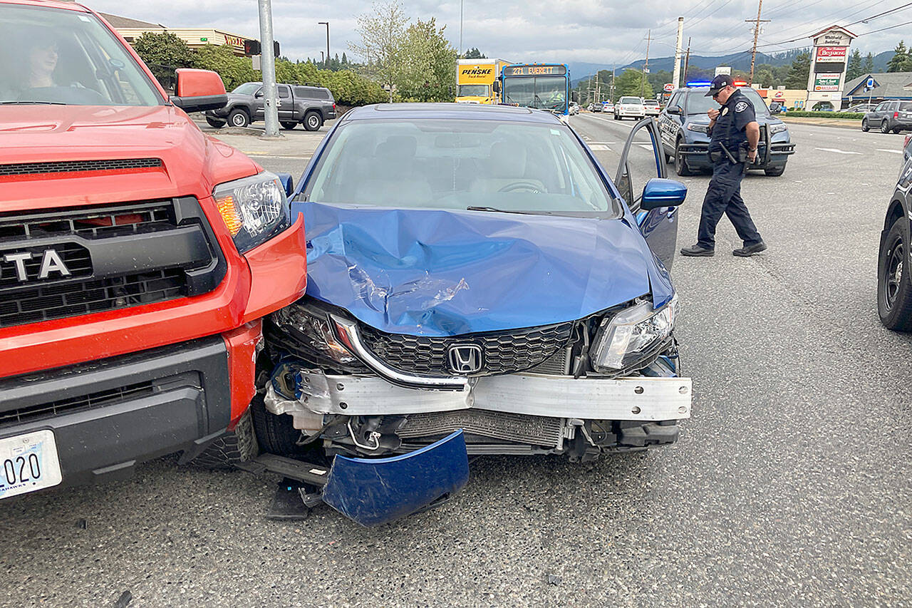 A suspected drunk driver allegedly collided with several vehicles on U.S. 2 on Aug. 21, 2021 near Chain Lake Road in Monroe. (Monroe Police Department)