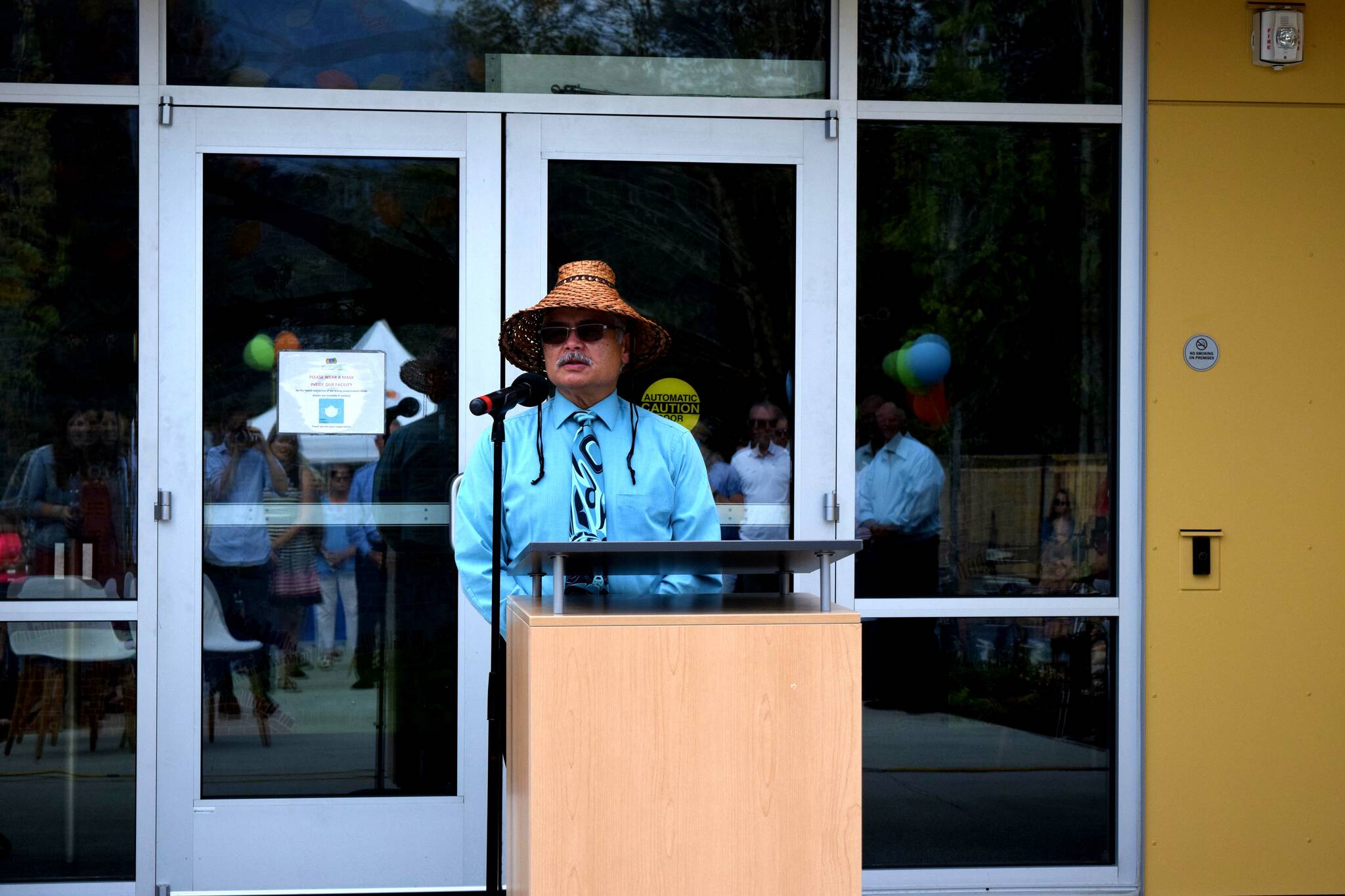 Snoqualmie Tribal Chairman Robert de los Angeles speaking at an event for Encompass NW in 2021. File photo/Conor Wilson.
