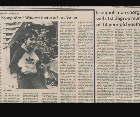 <p>Mark Wallace was murdered by his older brother’s friend nearly 40 years ago. Here’s a screenshot from a 1985 issue of the Issaquah Press.</p>
