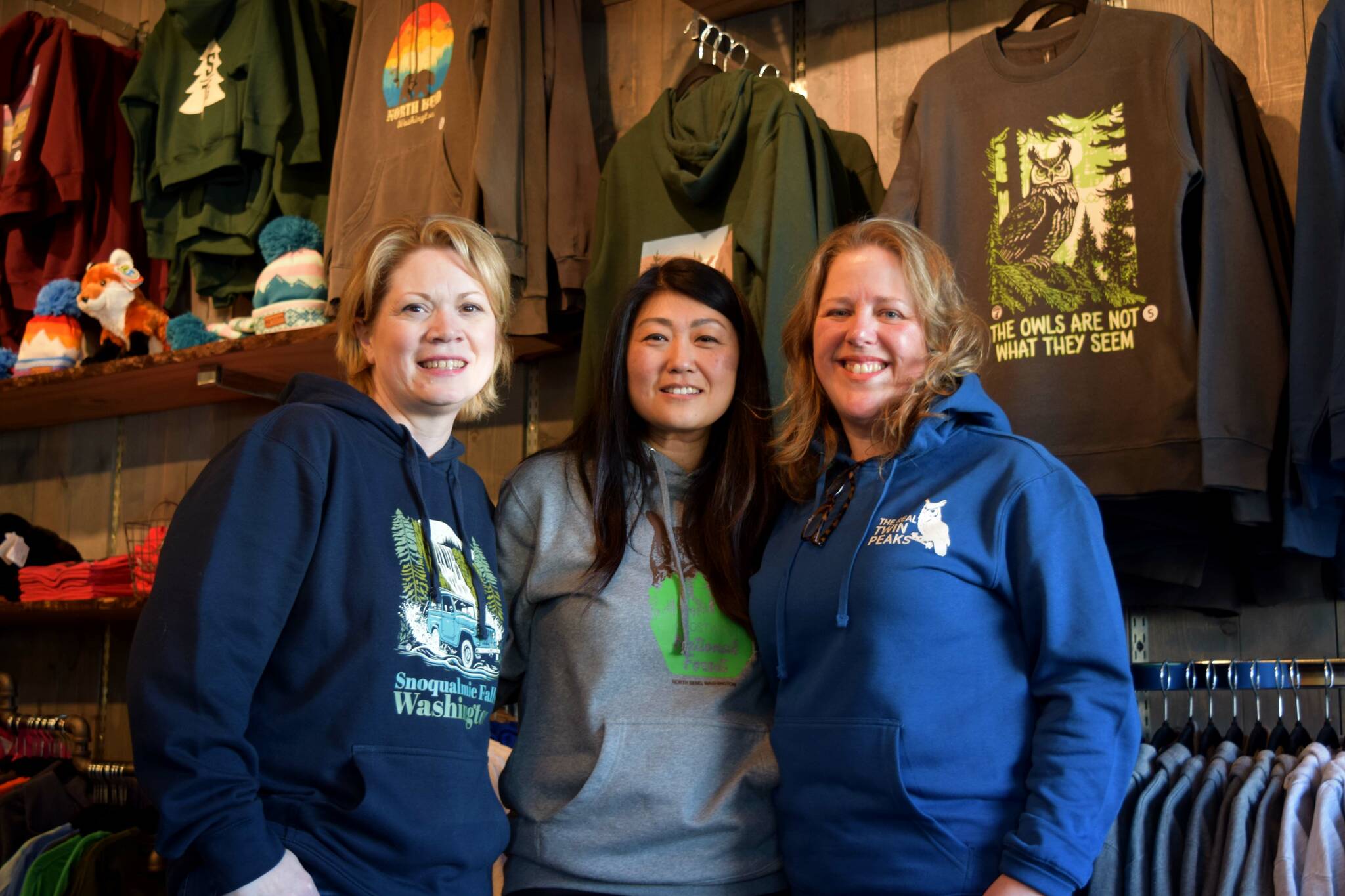 Owners of North Bend Trading Company. From left: Heather Dean, Julie Chung, Cheri Buell. Photo Conor Wilson/ Valley Record.