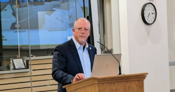 North Bend Mayor Rob McFarland delivers his annual State of the City address at the March 7 city council meeting. Photo courtesy of the City of North Bend.