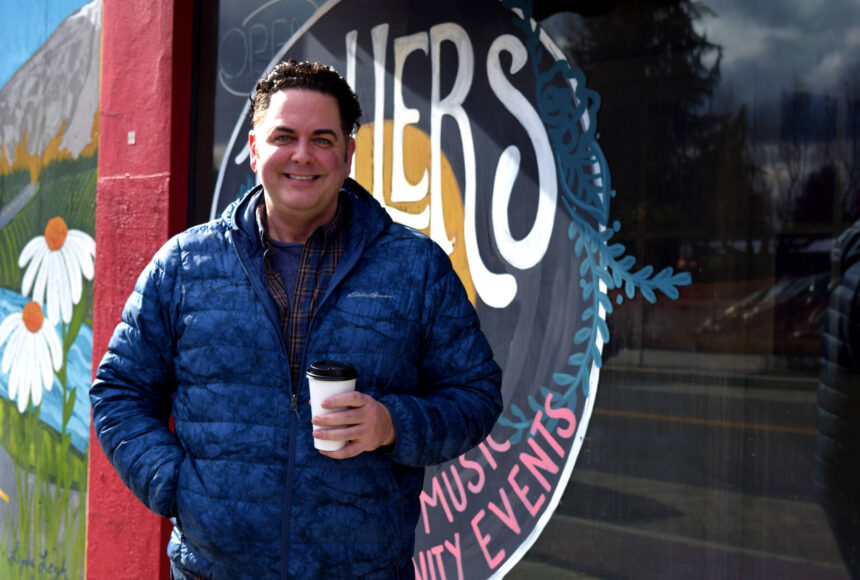 <p>Greg Jamiel, founder of SnoValley Pride, stands in front of Miller’s in Carnation. Photo by Conor Wilson/Valley Record</p>