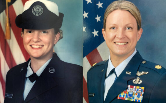 Lena Baunsgard at the beginning and end of her military career. Courtesy photo.