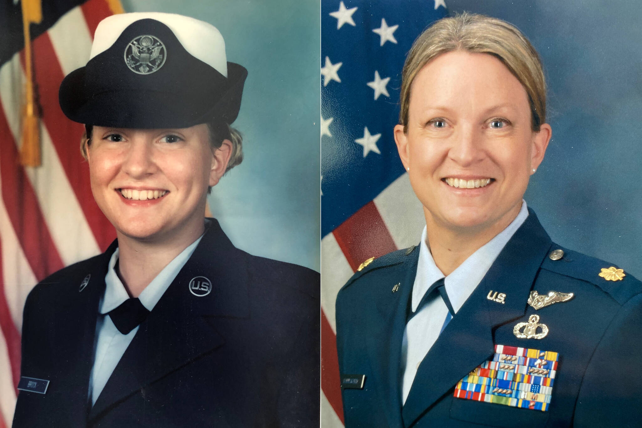 Lena Baunsgard at the beginning and end of her military career. Courtesy photo.