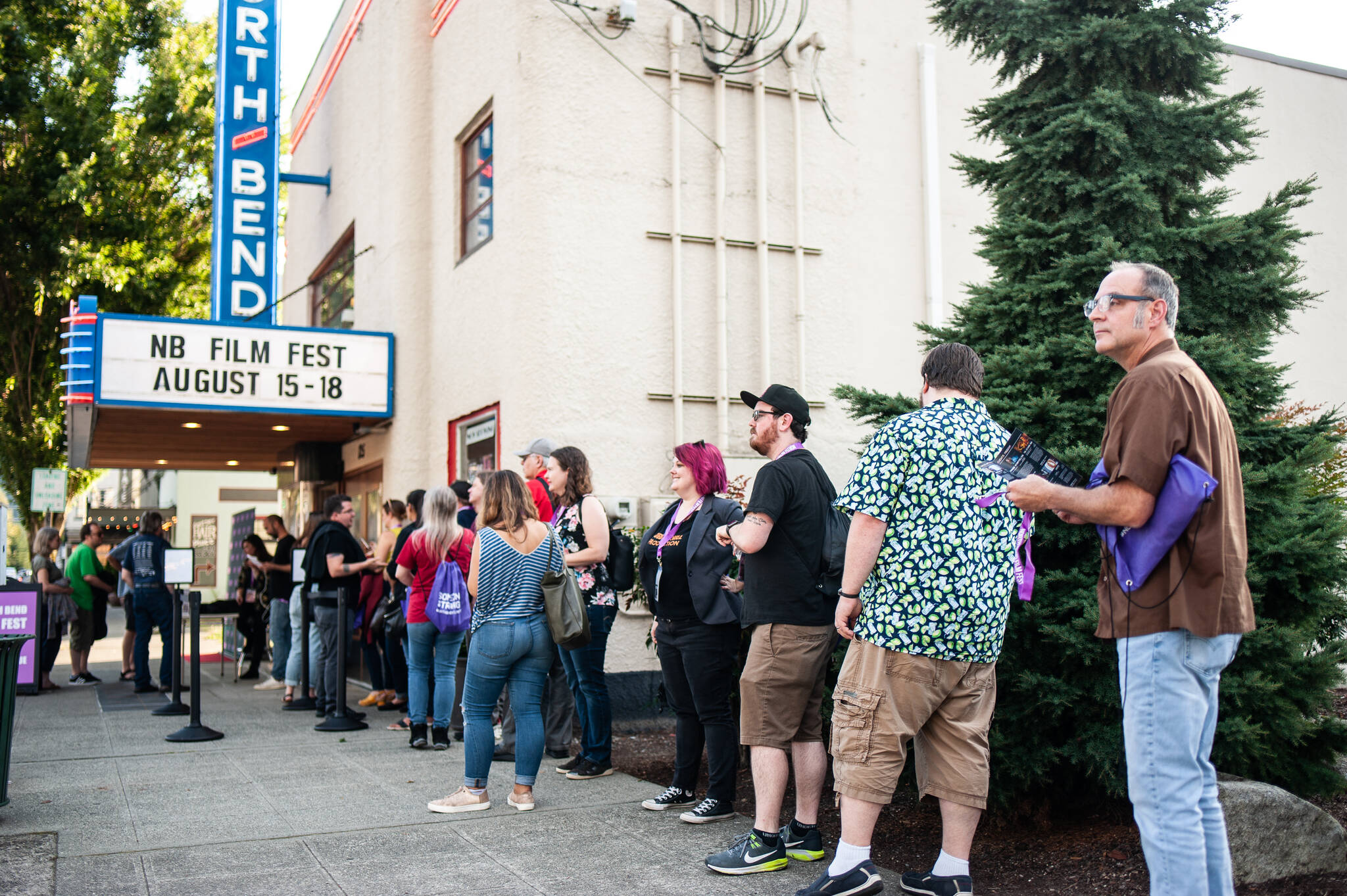 Patron wait in line outside the North Bend Theatre during the North Bend Film Fest. Photo courtesy of Jess Byers