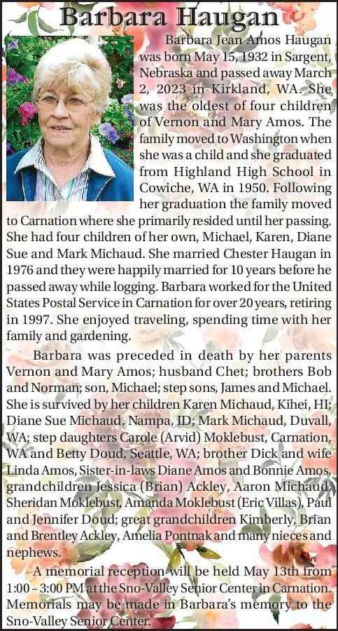Barbara Haugan | Obituary