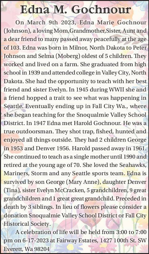 Edna M. Gochnour | Obituary