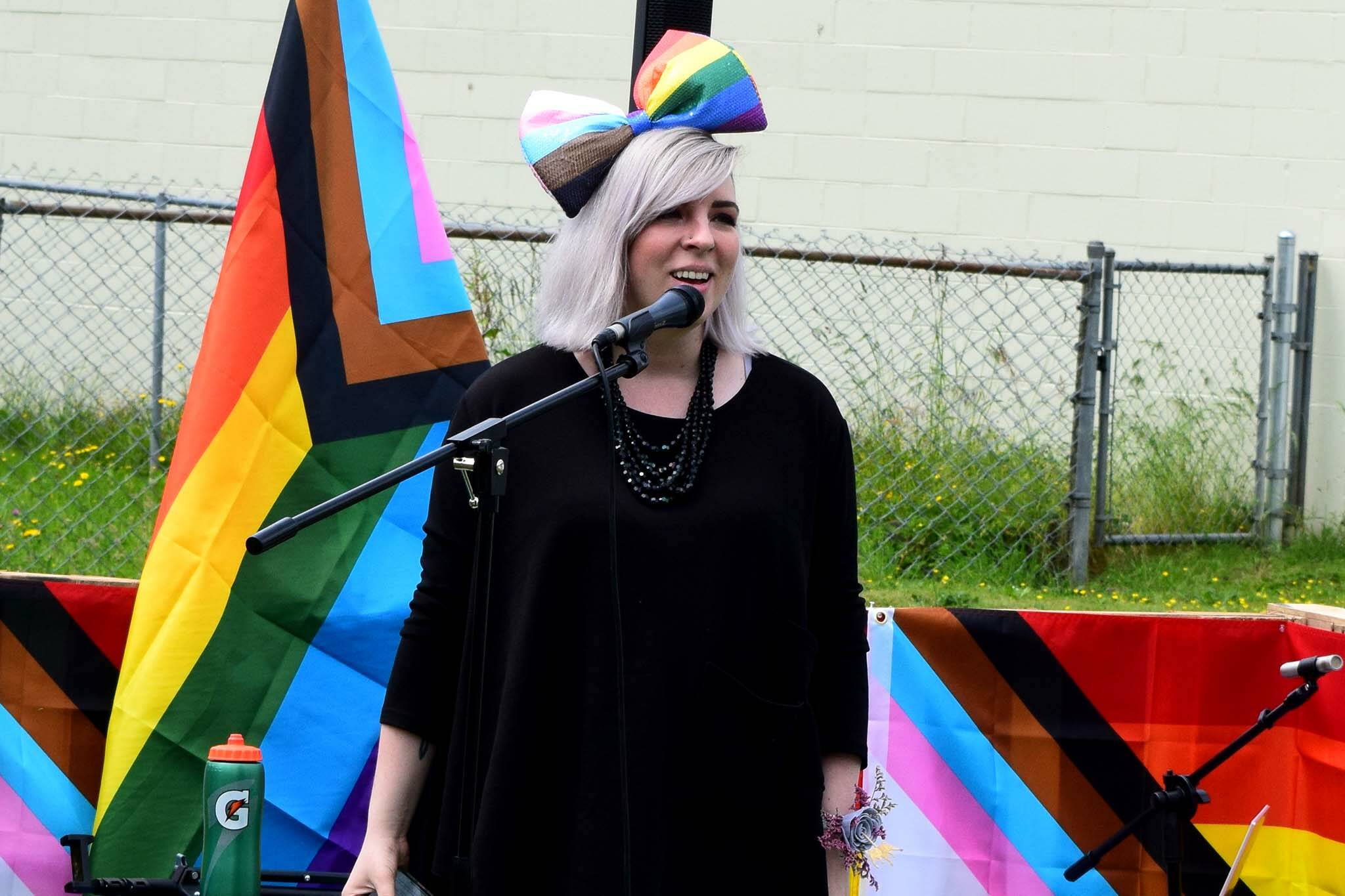 Jessica Merizan speaks at the Carnation Pride Picnic on June 11. All Photos Conor Wilson/Valley Record.