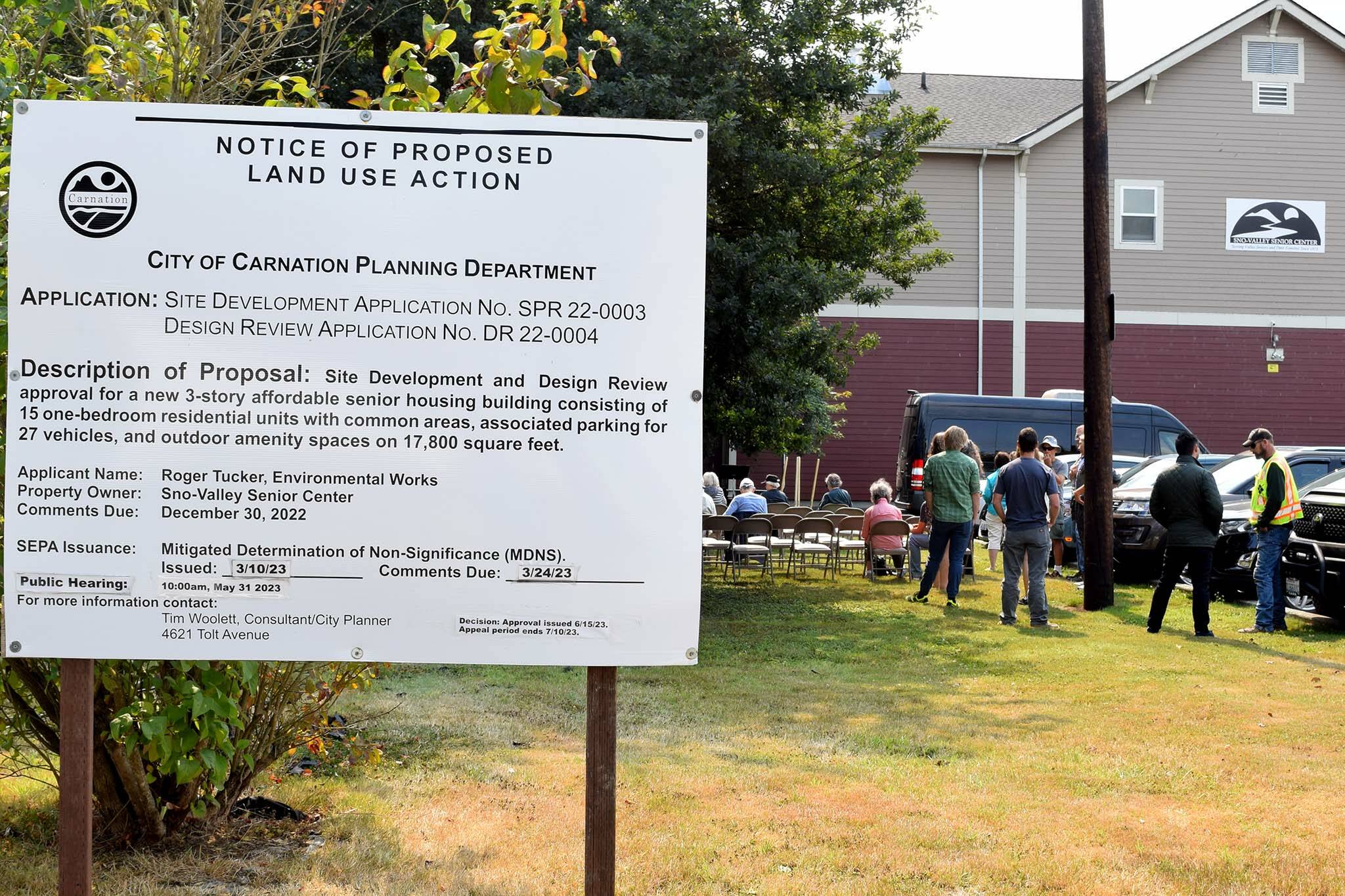 A land use sign for the affordable housing complex. Photo Conor Wilson/Valley Record.