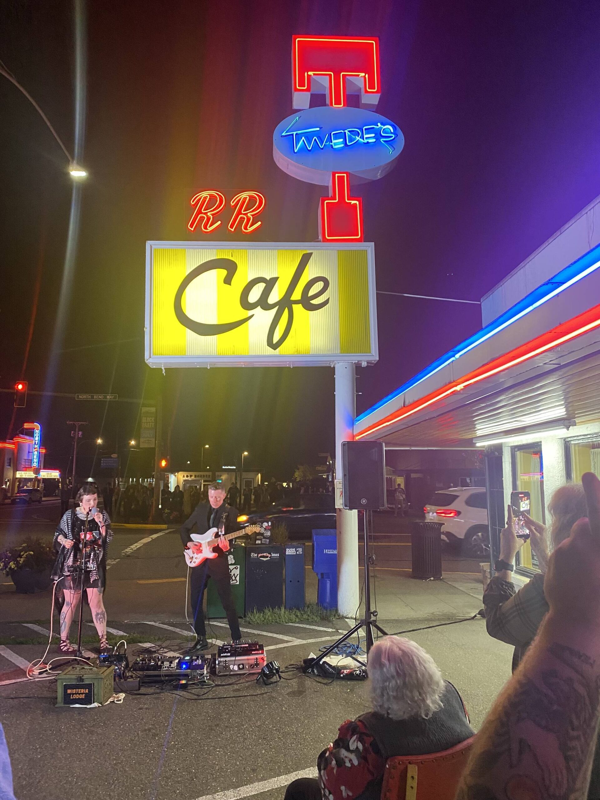 Wisteria Lodge plays during the unveiling of the RR sign at Twede’s Cafe on Aug. 28. Photo courtesy of Jeannie Bowers.