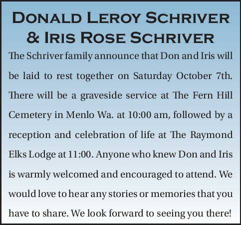 Donald Leroy Schriver and Iris Rose Schriver | Obituary