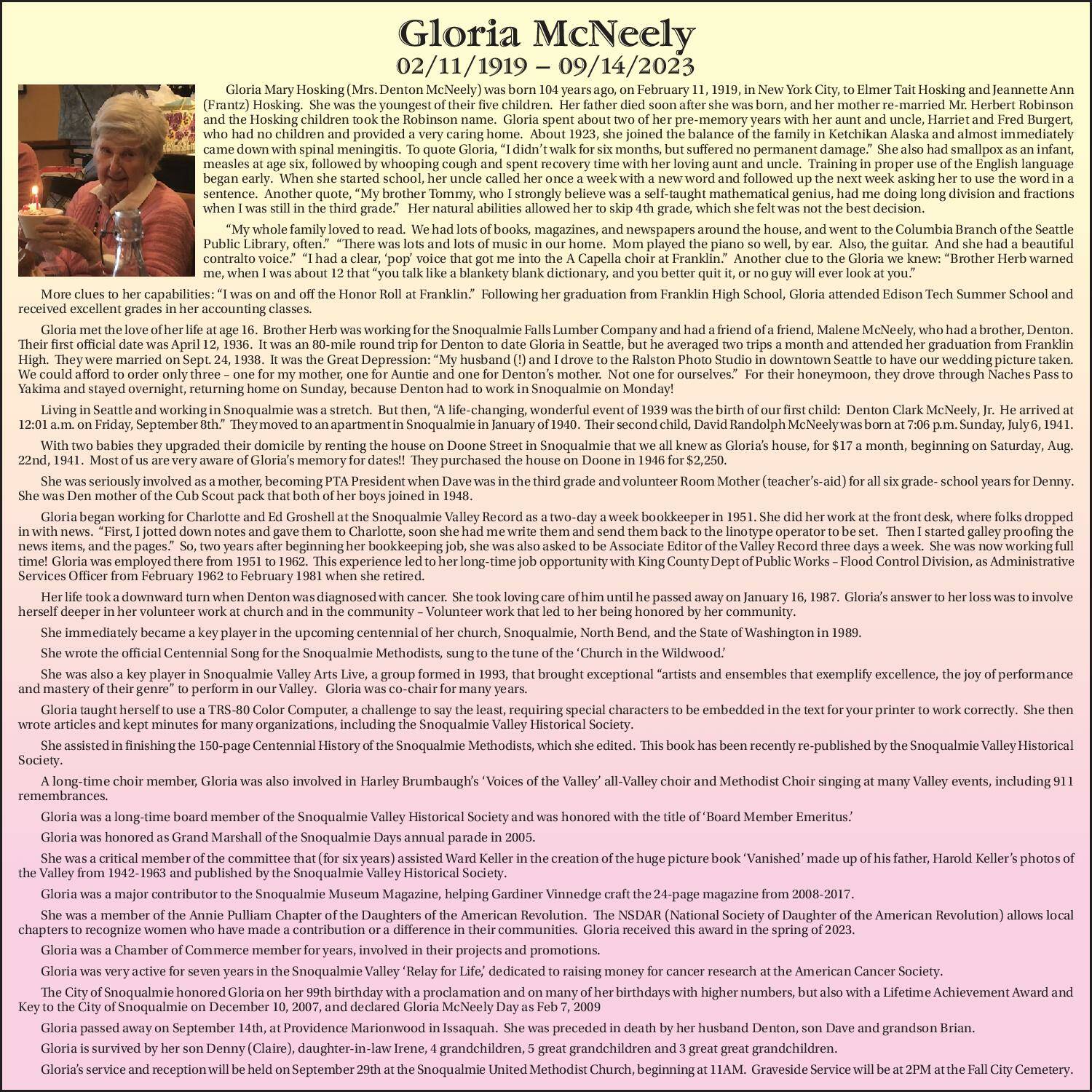 Gloria McNeely | Obituary