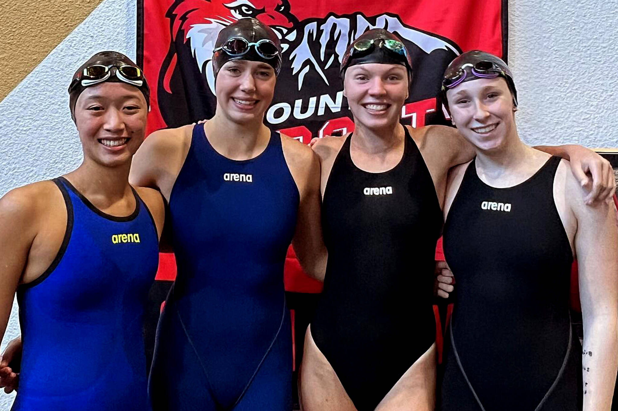 Photo courtesy of the Snoqualmie Valley School District. Mount Si swimmers. From left: Olivia Chau, Aspen Sinnott, Josie Schlotfeldt, Siena Nelson.