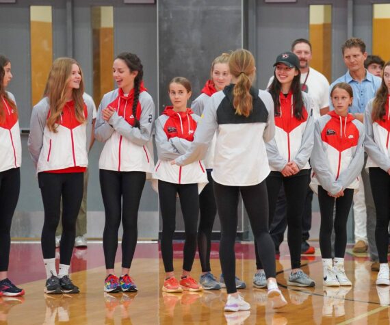 The Mount Si girls cross country team is honored during a school assembly on Nov. 8. Photo courtesy of the Snoqualmie Valley School District.