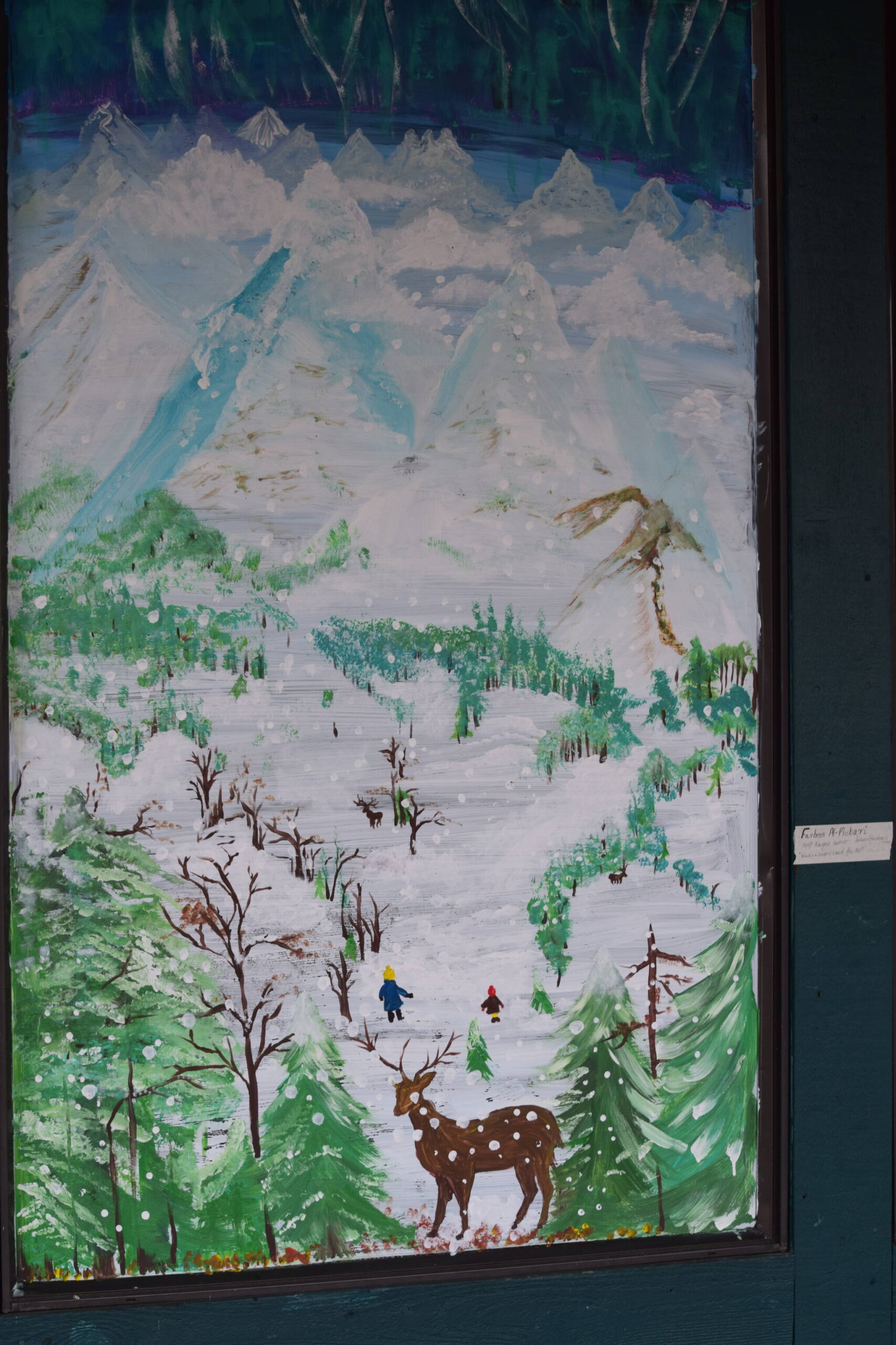 A “Winter Wonderland For All” painted by Farheen Al-Mishari.