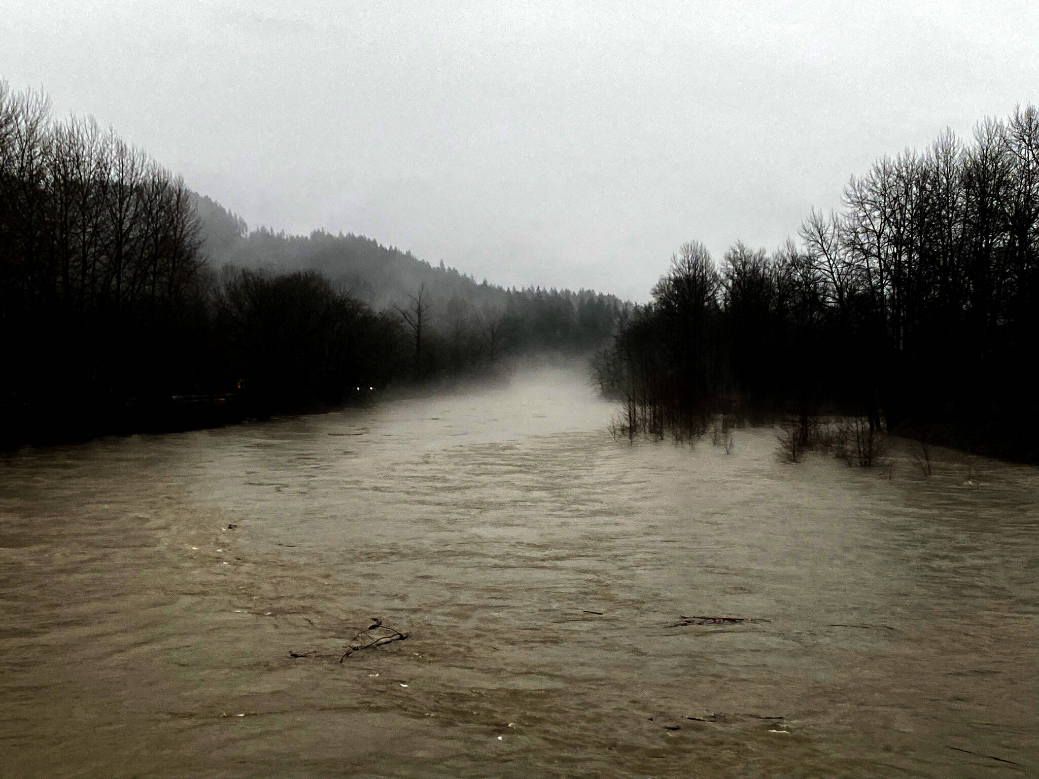The Snoqualmie River viewed from the State Route 202 bridge in Fall City on Dec. 5. Photos William Shaw/ Valley Record.