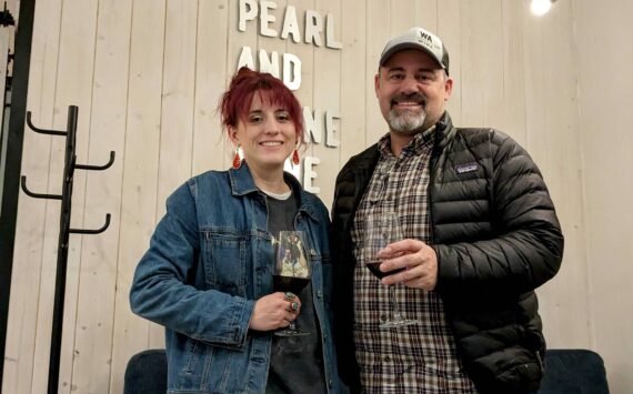 Pearl and Stone Wine Co. co-owner Paul Ribary stands with Tasting Room Manager Brie Cassidy. (Photo by Conor Wilson/Valley Record)