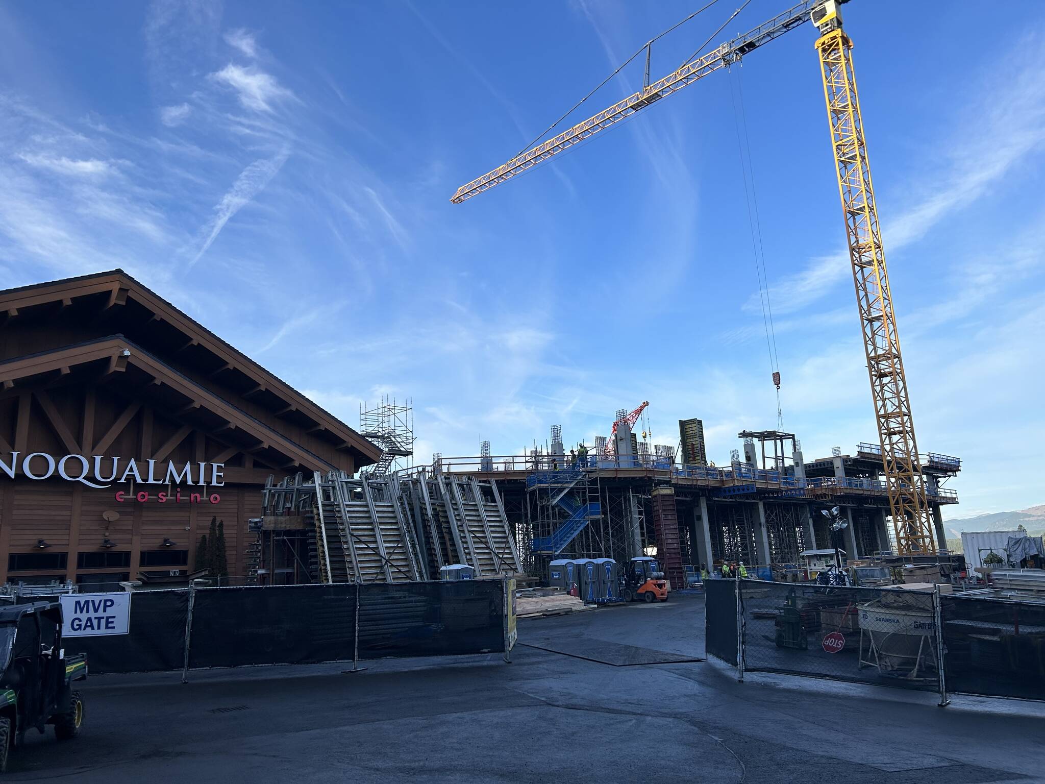 Construction has moved swiftly through the multi-phase project at Snoqualmie Casino since the groundbreaking in 2022. (Cameron Sires/Sound Publishing)