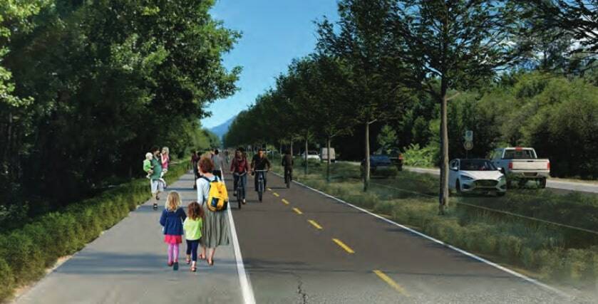 A photo simulation of what a portion of North Bend Way would look like in North Bend’s Complete Streets Plan. (Courtesy of Parametrix)