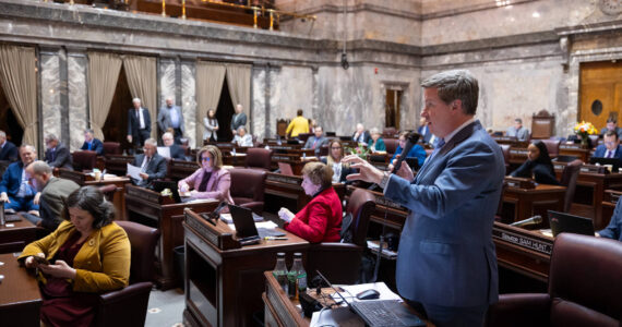 Mark Mullet (D-5th District) and the Washington State Senate convene for floor session. Courtesy photo