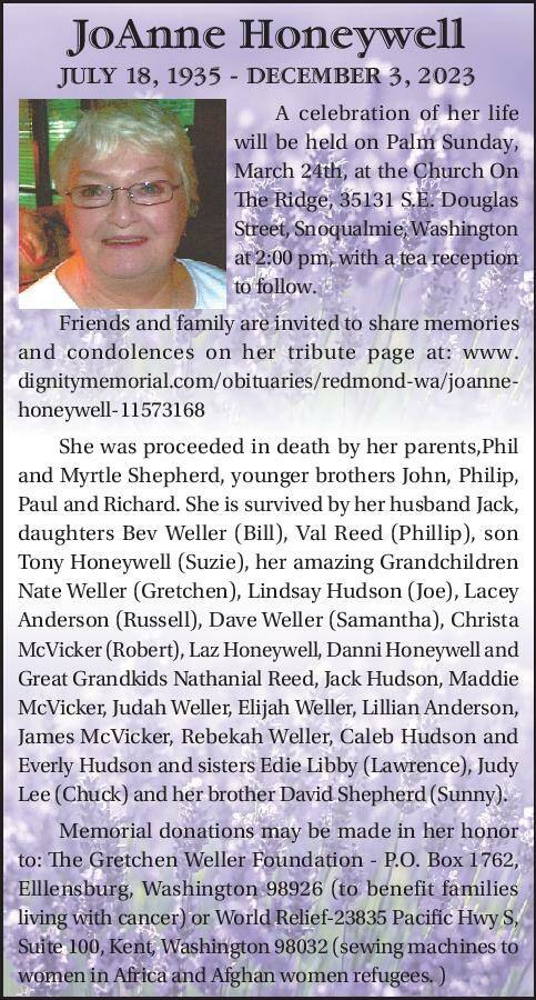 JoAnne Honeywell | Obituary
