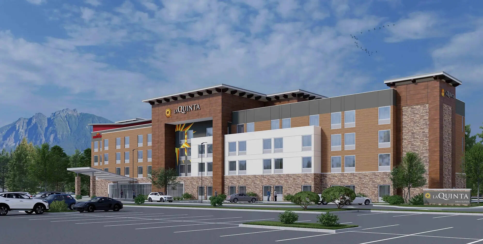 A mock-up of the future North Bend Outlet LaQuinta/Wyndham hotel. Photo courtesy of Seaver Franks Architects Inc.