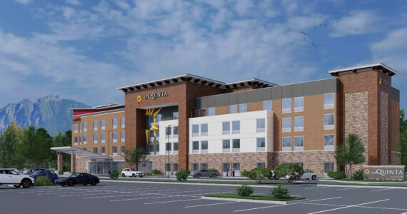 A mock-up of the future North Bend Outlet LaQuinta/Wyndham hotel. (Photo courtesy of Seaver Franks Architects Inc.)