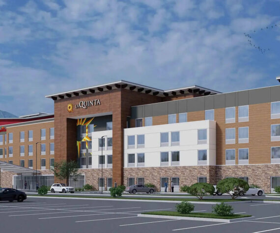 A mock-up of the future North Bend Outlet LaQuinta/Wyndham hotel. (Photo courtesy of Seaver Franks Architects Inc.)