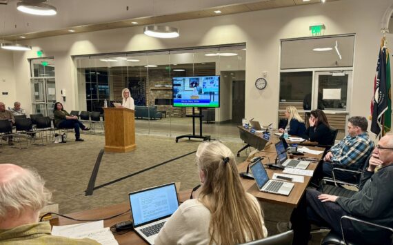 Mayor Mary Miller delivered the address on March 19 during the North Bend City Council meeting. (Photo courtesy of Bre Keveren)