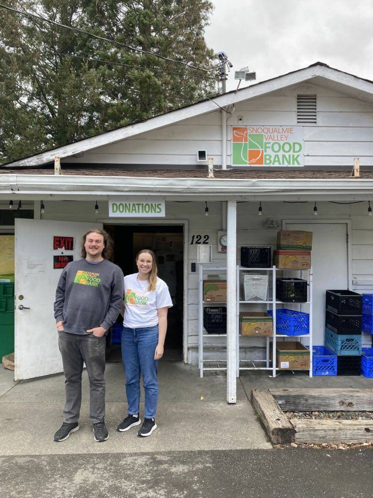 Photo by Mallory Kruml/Valley Record
Snoqualmie Valley Food Bank’s Dylan Johnson (left) and Alison Roberts (right). The food bank is located at 122 E. 3rd St., North Bend.