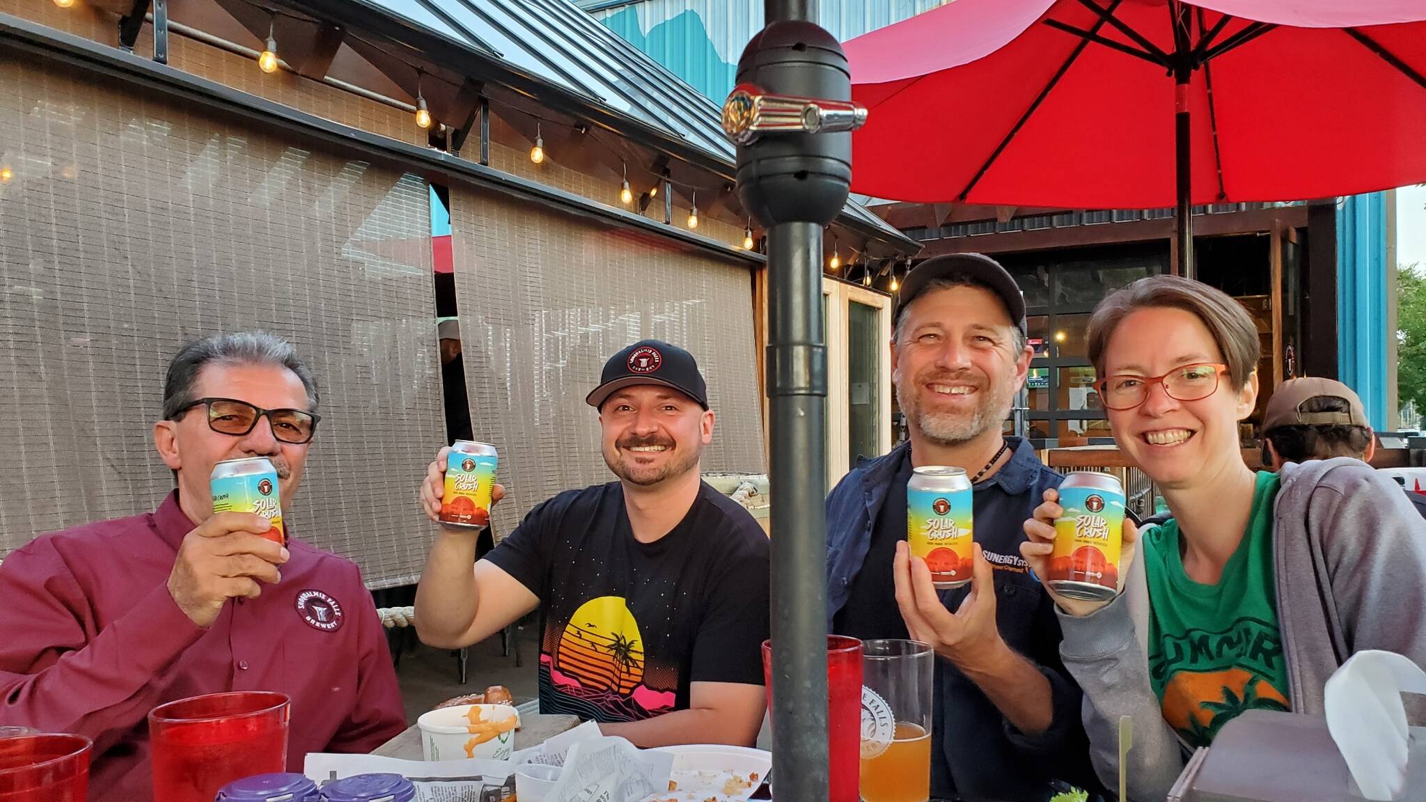 From left to right: Snoqualmie Falls Brewery owner Voyislav Kokeza, front of house manager Aleks Kokeza, Sunergy Systems Founder Howard Lamb and system sales assistant Jaime Sasse. Photo courtesy of Sunergy Systems