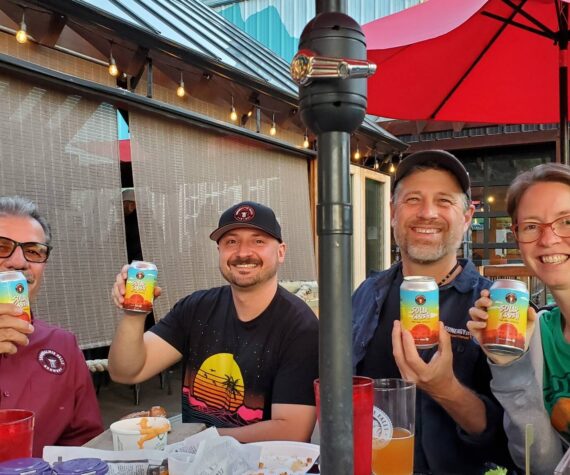 <p>From left to right: Snoqualmie Falls Brewery Owner Voyislav Kokeza, front of house manager Aleks Kokeza, Sunergy Systems Founder Howard Lamb and system sales assistant Jaime Sasse. (Photo courtesy of Sunergy Systems)</p>