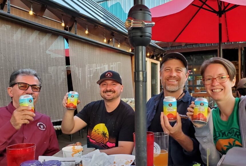 <p>From left to right: Snoqualmie Falls Brewery Owner Voyislav Kokeza, front of house manager Aleks Kokeza, Sunergy Systems Founder Howard Lamb and system sales assistant Jaime Sasse. (Photo courtesy of Sunergy Systems)</p>