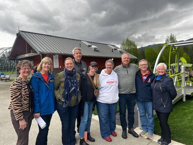 <p>Ribbon cutting of Snoqualmie’s all-inclusive Centennial Park playground was held April 26 and included local civic leaders. Photos courtesy of Kathy Lambert</p>