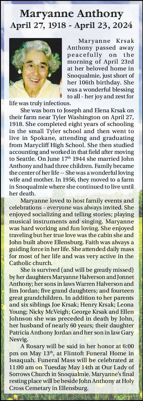 Maryanne Anthony | Obituary