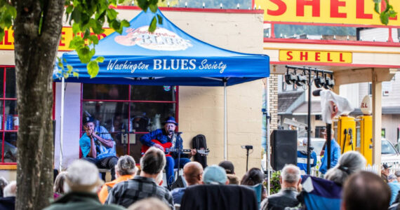 The Gas Station Blues series is held outside the Historic Shell Station on Front Street in Downtown Issaquah. Photo courtesy of Downtown Issaquah Association.
The Gas Station Blues series is held outside the Historic Shell Station on Front Street in Downtown Issaquah. Photo courtesy of Downtown Issaquah Association.