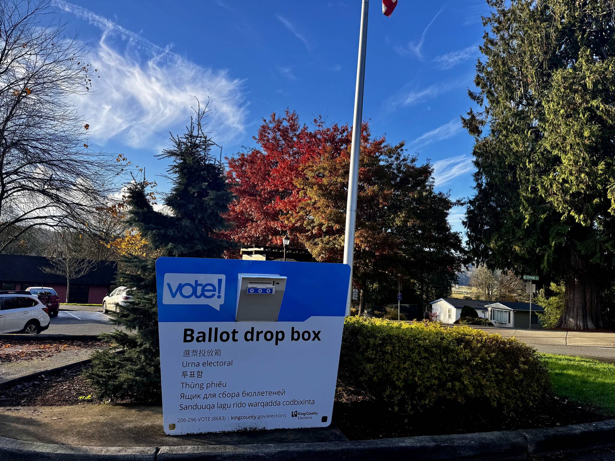 A ballot drop box in Duvall. Grace Gorenflo/Valley Record