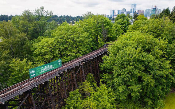 The proposed levy renewal would provide funding needed to complete the transformation of Wilburton Trestle - a historic wooden railway trestle in Bellevue - and adding it to Eastrail. Photo courtesy of King County
