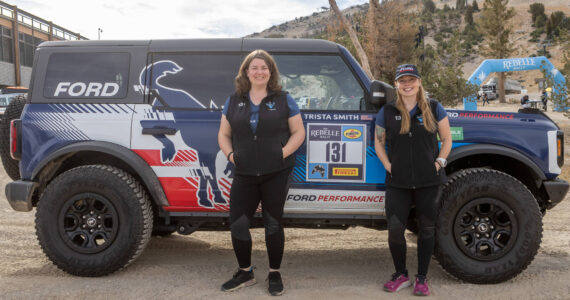 Trista Smith (right) and her teammate Karisa Haydon stand with their Ford Bronco in 2024. Photo courtesy of Ernesto Araiza